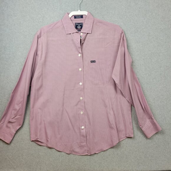 Faconnable Button Down Shirt Womens Medium Pink Gingham Cotton Career France - Picture 1 of 9